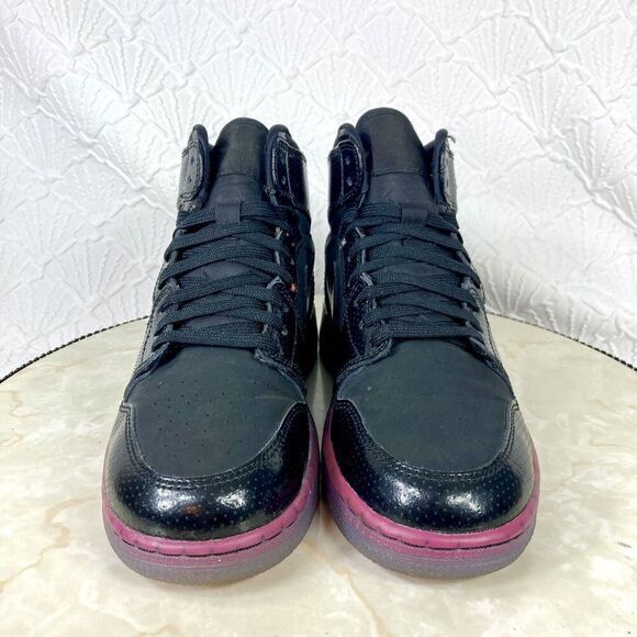 Nike Air Jordan 1 Retro Hi GS Sneakers Y (4.5) W(6) Black Fuchsia Athletic Shoes - Picture 5 of 14